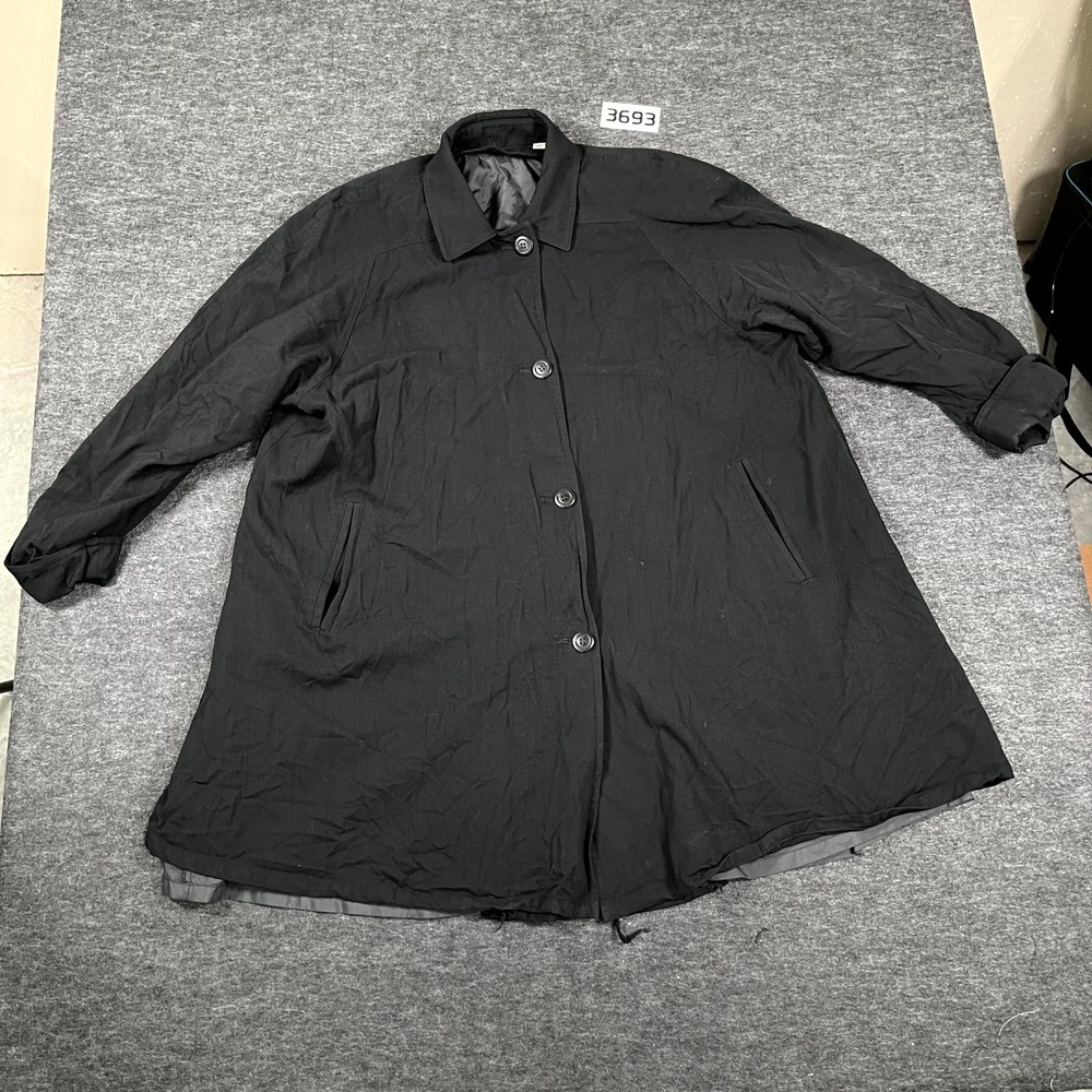Vintage Made in USA London Fog Trench Coat Womens 14 Black Lined Button
